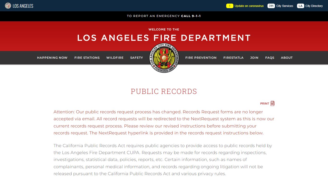 Public Records | Los Angeles Fire Department